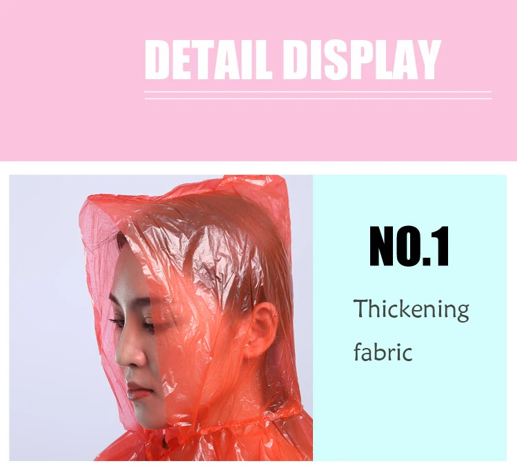 Adult thickening rain coat with hooded open buckle disposable portable wear resistant one-piece rian poncho