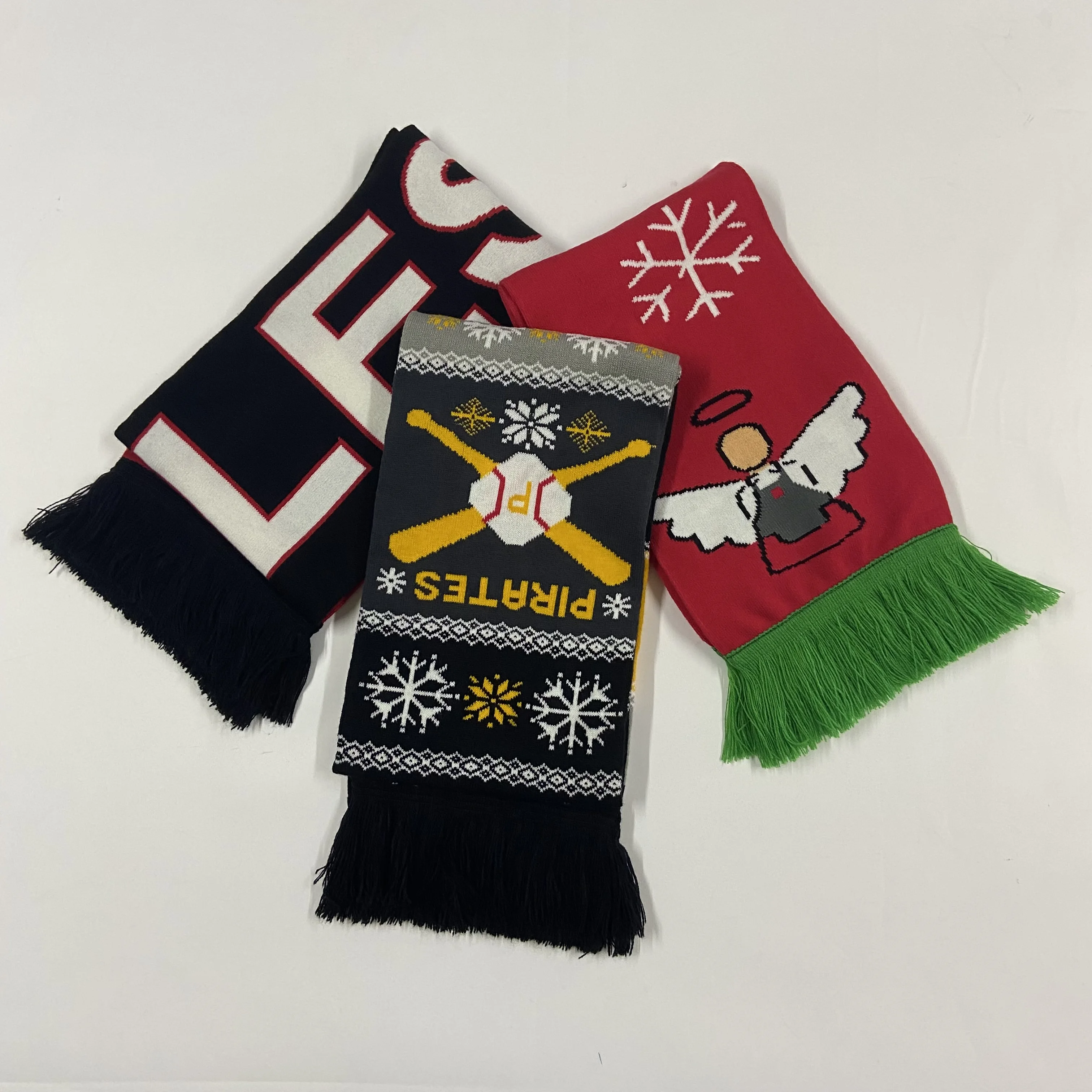 Cheap Men Women Jacquard Scarf Double Sided Custom Logo Long Acrylic Football Team Winter Men Custom Winter Scarf