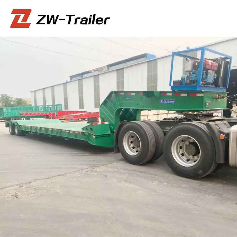 ZW Trailer 2 Axle Detachable Gooseneck Lowboy Lowbed Semi Trailer for Cote dIvoire