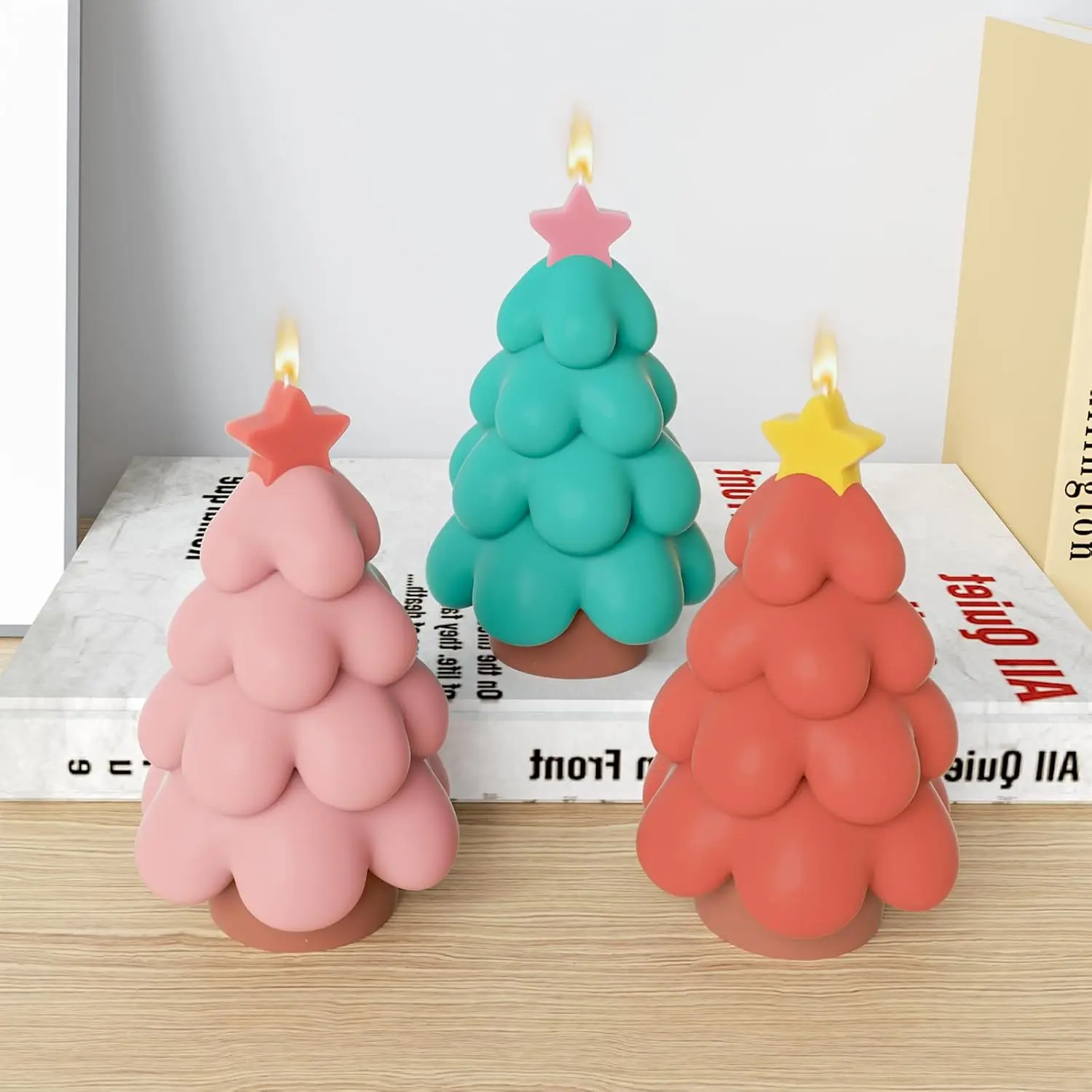 3d Christmas Tree Candle Mold Plaster Ornaments Desktop Decorations Gift Casting Mould Diy Aromatherapy Candle Making Tools