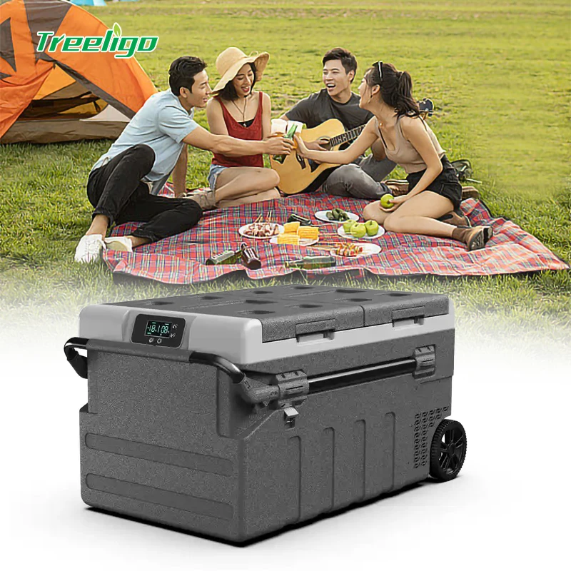 12 Volt Car Refrigerator Portable Freezer 75L With Wheels Dual Zone Portable Compressor for Driving with AC Adapter