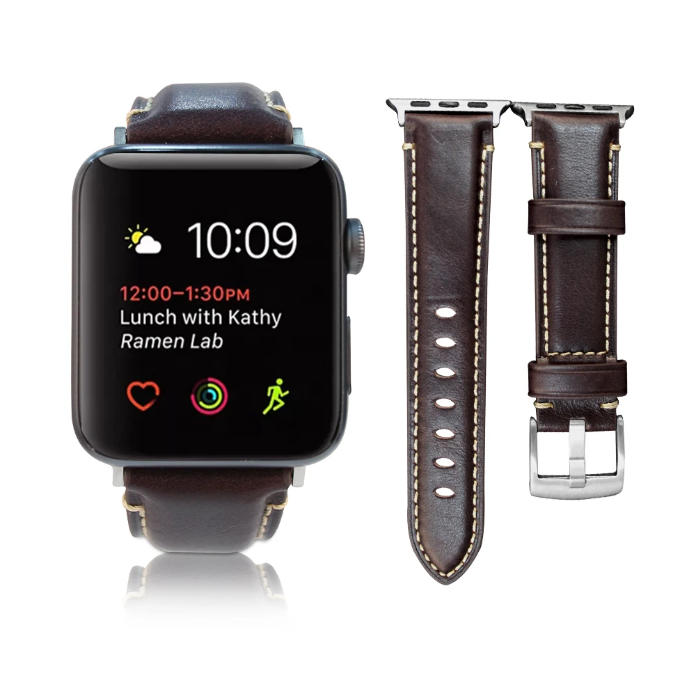 Ремешок Boshiho для Apple Watch band кожаный сменный Браслет из натуральной кожи Iwatch 38 мм 44