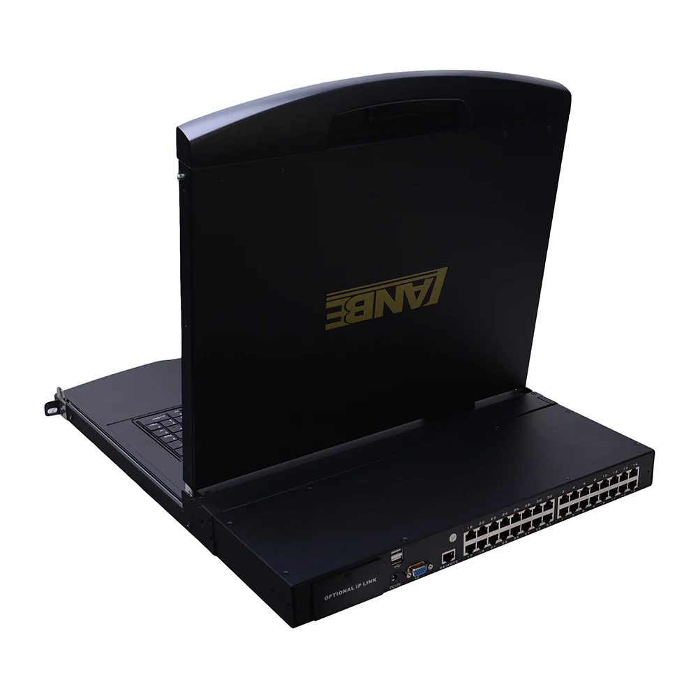 Easy Installation 32 Port IP Optional USB Interface Screen 19 Inch Single-rail CAT5 LCD KVM Console