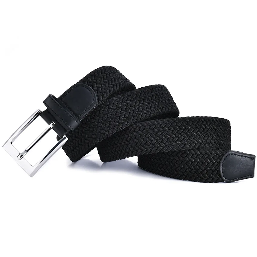 Custom Women Adjustable Canvas Waist Polyester Mens Baseball Golf Knitted Stretch Belts Woven Elastic Braided Belt
