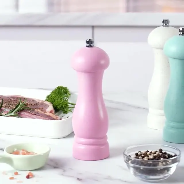 6 inch Wheat Straw Pepper Grinder Salt Grinder Refillable Salt wheat Stalk Pepper Grinder Mill Wood with Ceramic Grinding Core