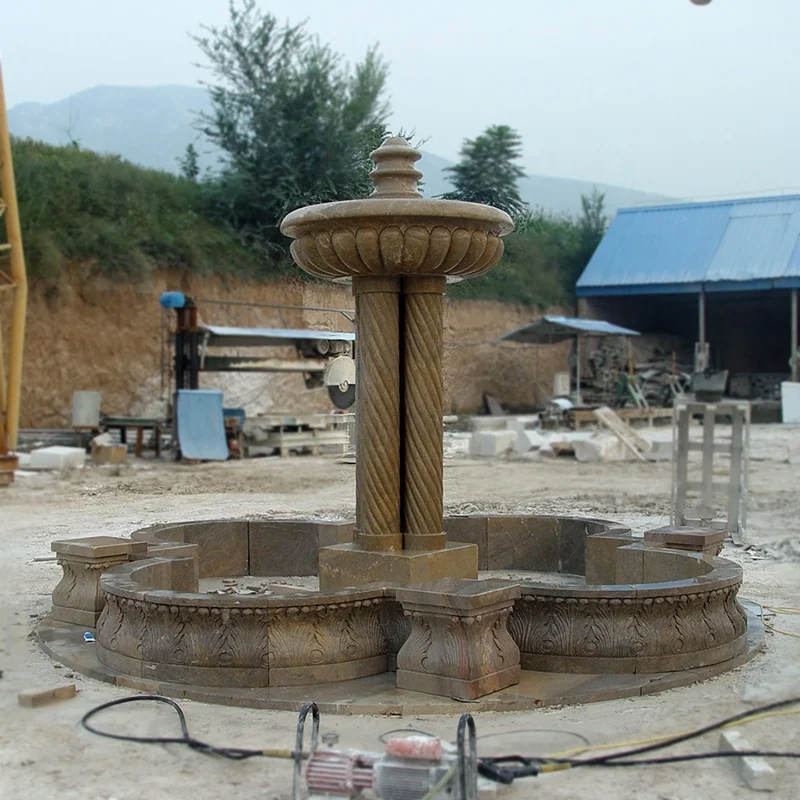 Marble Water Fountain for Sale Grey Outdoor Modern Garden Ornaments Villa 100% Hand Carved Natural Stone Color Customized Size