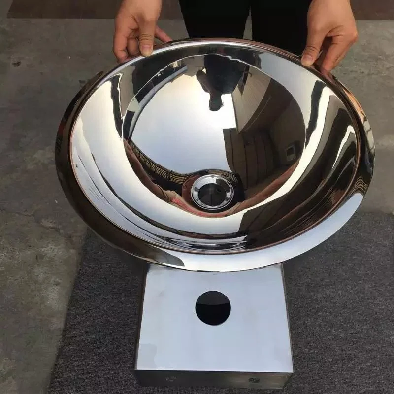 Free Standing  Cone Shaped Stainless Steel Washbasin Sinks