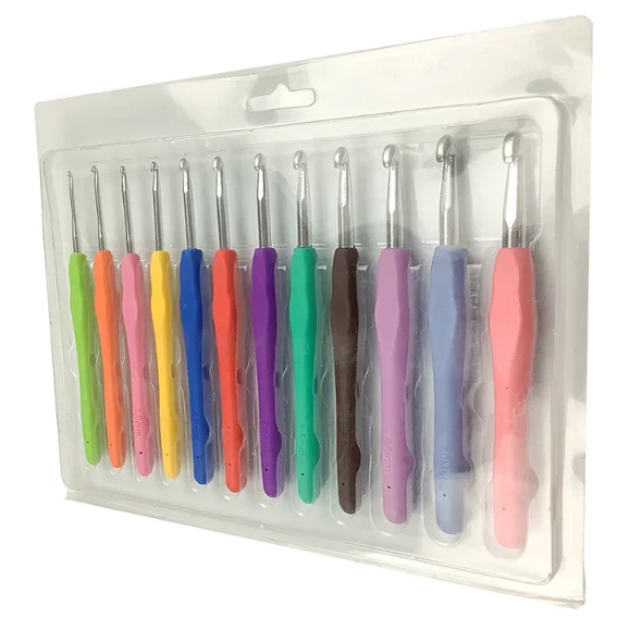 New Design 14 Pcs/set TPR Crochet Hook Set Crochet Tool Set Wool Needle With Ergonomic Design