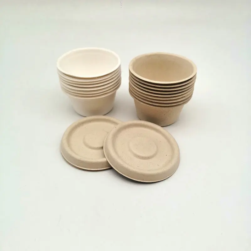 
Compostable Biodegradable 2oz 4oz Sugarcane Bagasse sauce cup with lid 