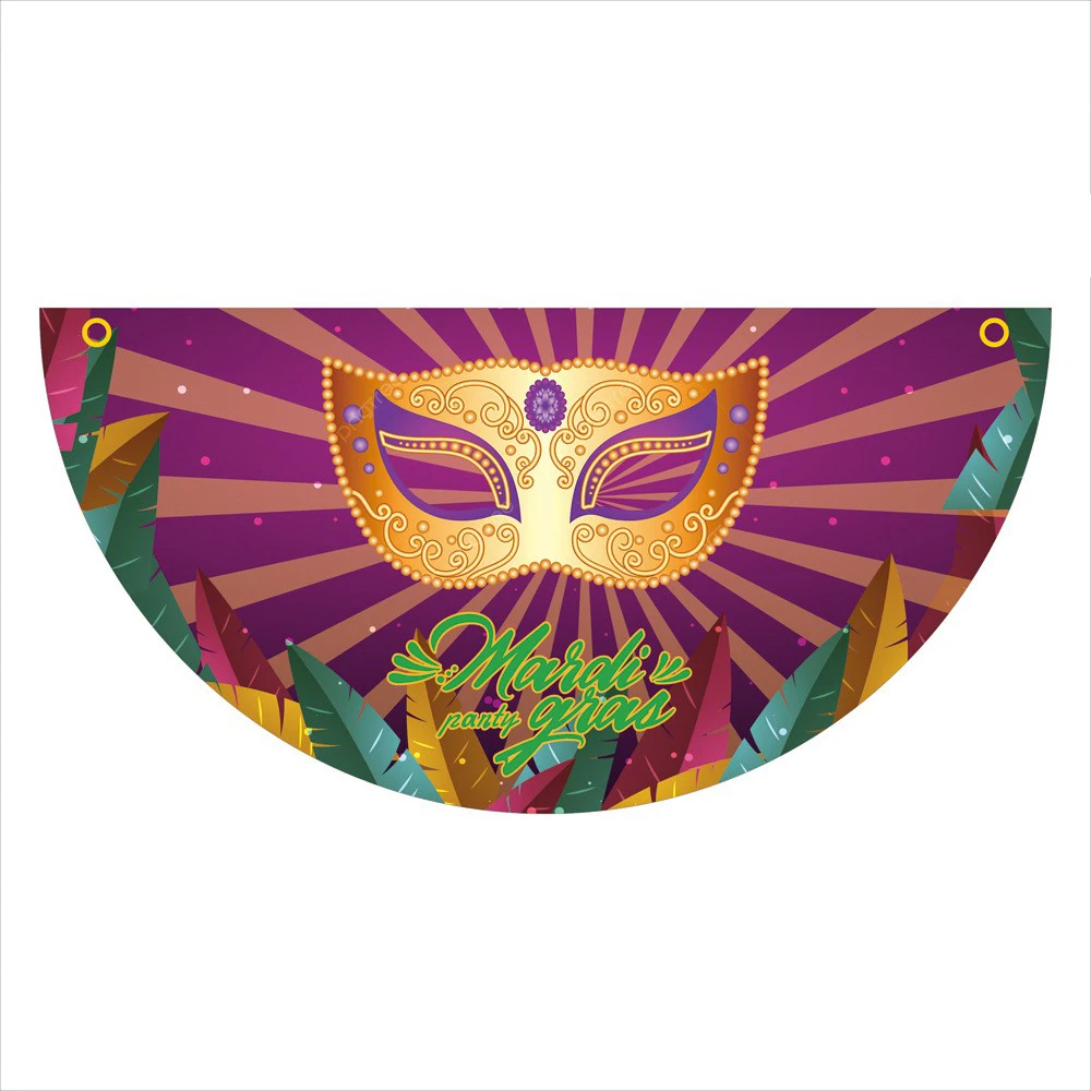 Custom Design Mardi Gras Polyester Fabric Hanging Bunting Banner for Carnival Parade floats Wall Photo Backdrops Decoration