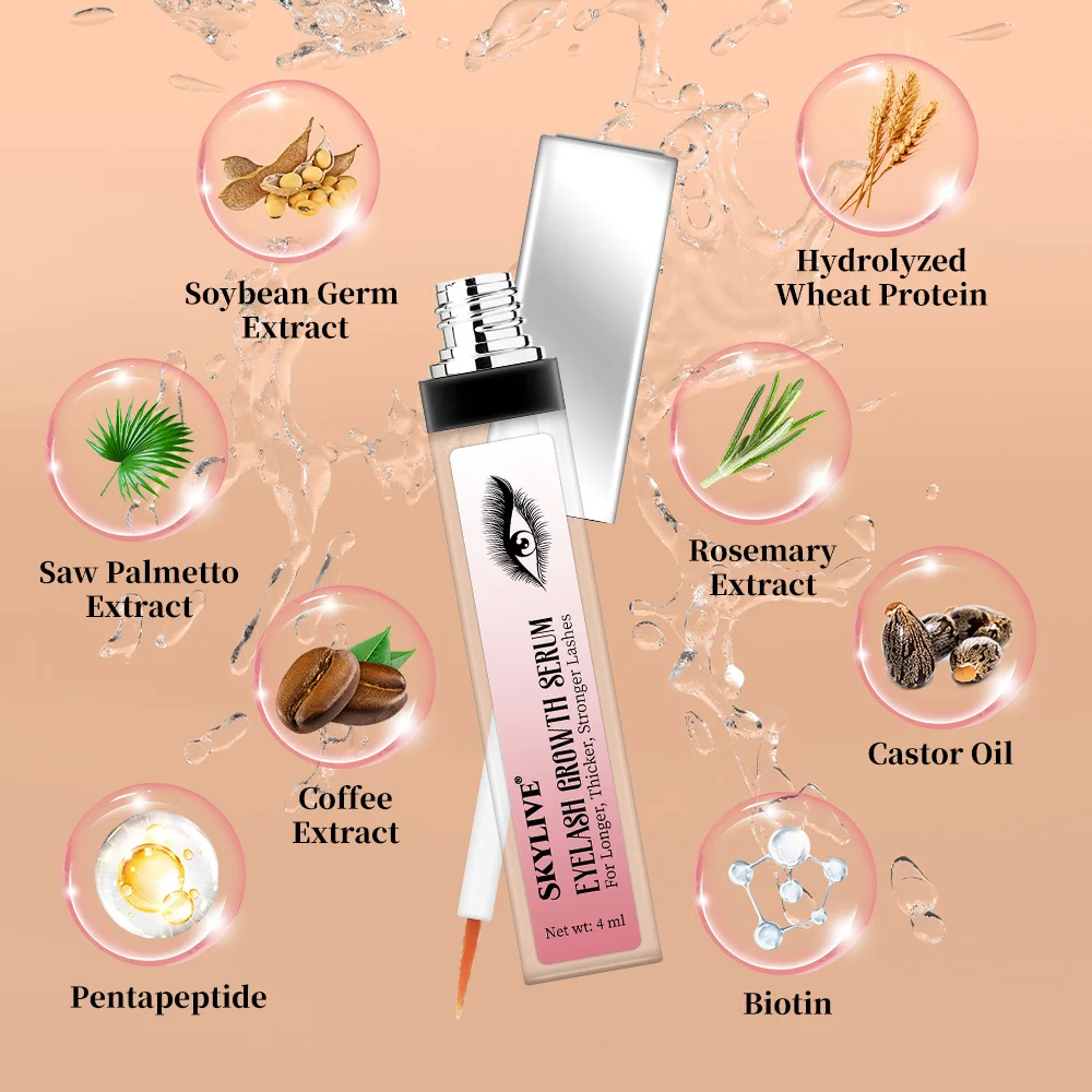 Custom High Quality Korean Private Label Eye Lash Oil Eyelash Growth Liquid Natural Organic Vegan Eyelashes Serum Growing