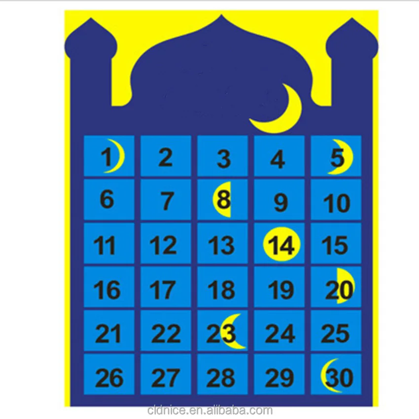 Nice Factory Wholesale Ramadan Advent Calendar Eid Calendar Countdown Calendar Eid Mubarak Hanging Felt For Kids Eid Gifts