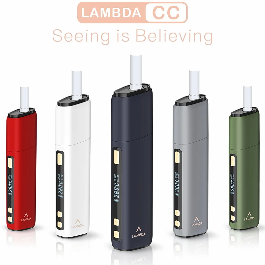 
LAMBDA CC OLED Heat No Burn E-Cigarette Tobacco Heating Not Burn Device Kits with CE RoHS CB KC Certificates 