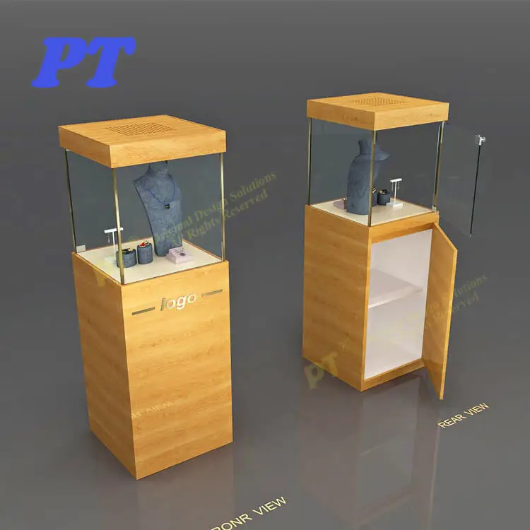 2 Layers Cabinets Floor Tall Stand Metal Light Display Pedestal Gold