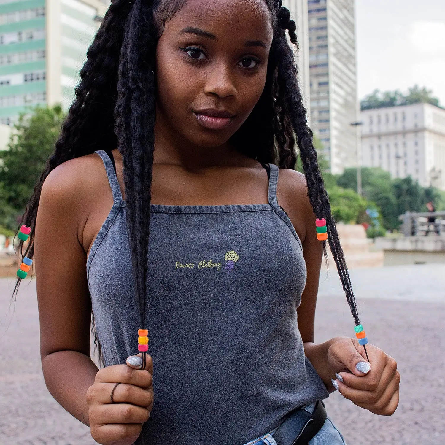 Custom Mixed Colors Acrylic Kids Hair Beads Accessories for braids , 24 Colors Rainbow Pony Hair Beads for Kids