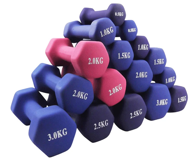 Colorful Vinyl Neoprene Coated Dummbell Dipped Hex Dumbbell