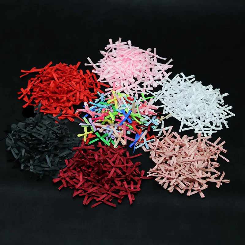 (100Pcs/pack) 30mm Mini Ribbon Bow Handmade DIY Crafts Making Home Bouquet Decoration Girl Hair Clips Accessories Wholesale