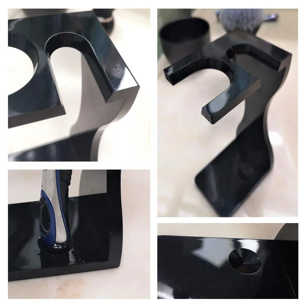 Набор мужской синтетической кисти для бритья 3 в 1 с акриловой подставкой и стальной чашей