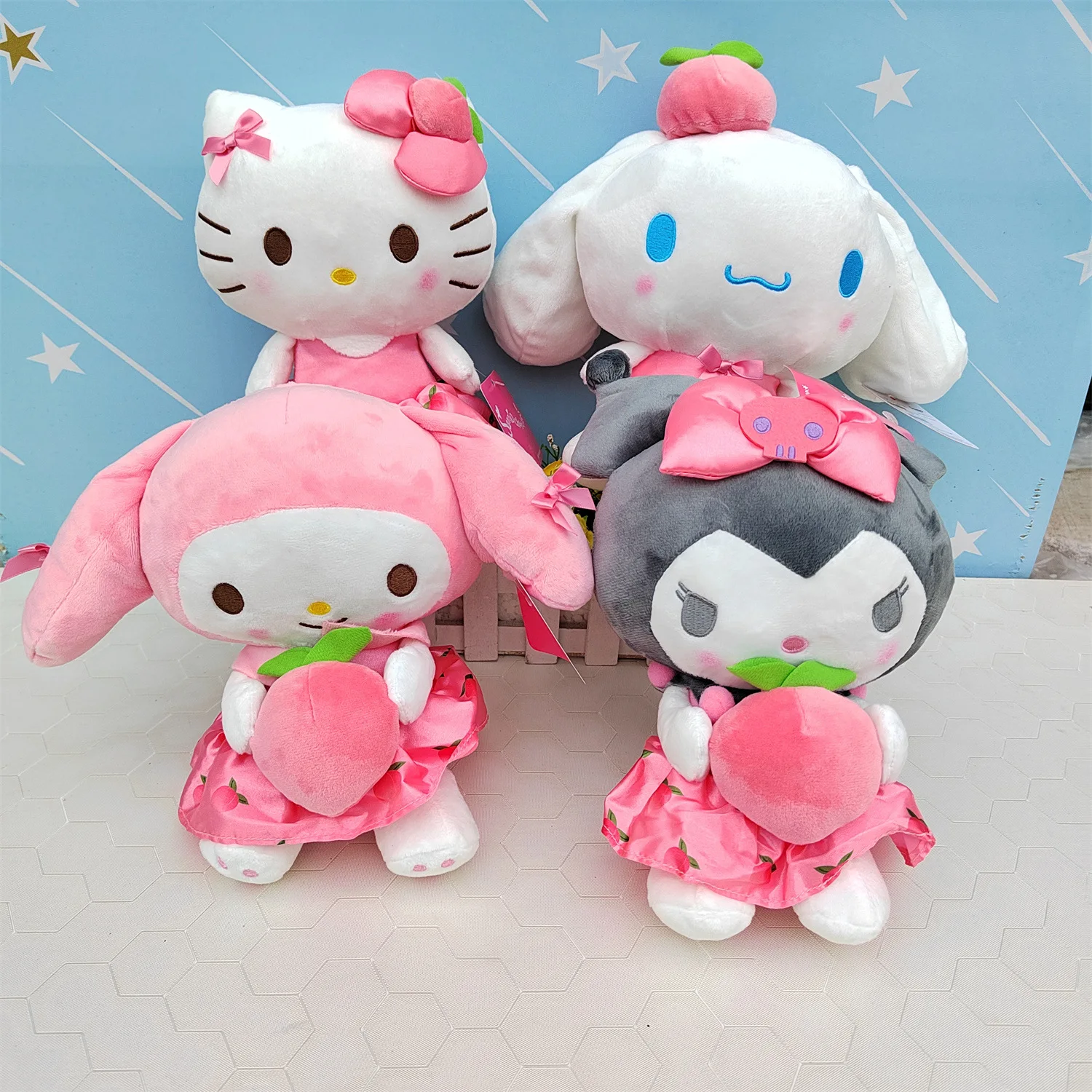 Kawaii Peach Series Plush Toy Kuromi Melody Plush Dolls Soft Stuffed Doll Room Decor Kids Girl Christmas Gift