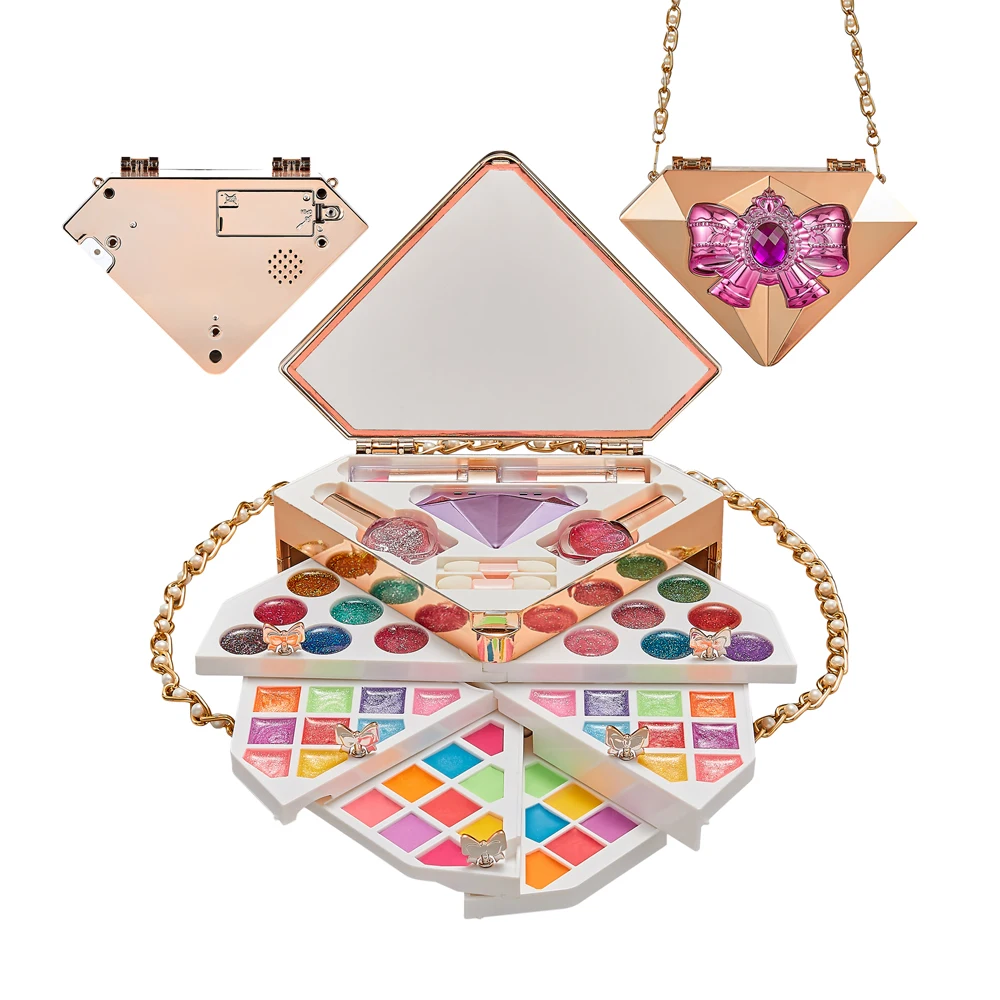 Luxury makeup kits for girls cosmetic pretend game kids makeup set with beauty case