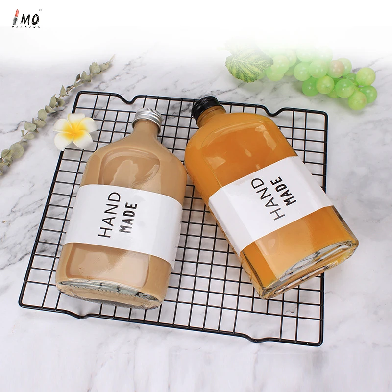 500ml transparent glass milk tea bottle ins high-value aluminum cap sealed homemade small bottle empty bottle