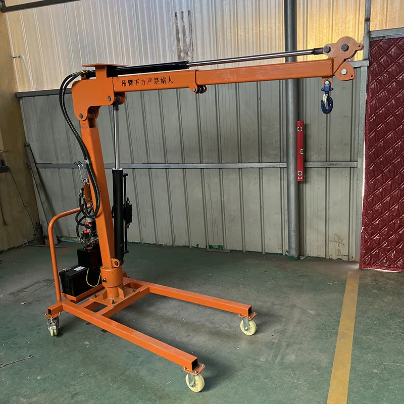 1Ton 2Ton Jib Crane Electric Rise Telescopic Rotation Remote Control Hydraulic Boom Car Truck Mobile Crane Electric Winch