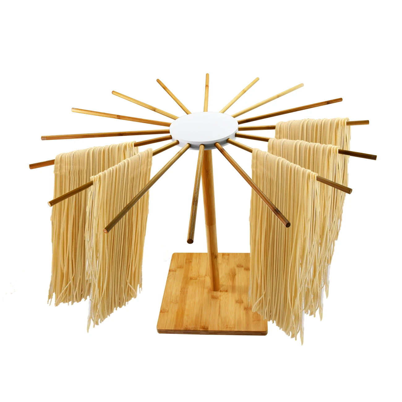 Youlike Bamboo 16 Rods Anti-Slip Collapsible Pasta Noodle Drying Rack Holder Stand Fixador De Parede Para Pasta De Dente