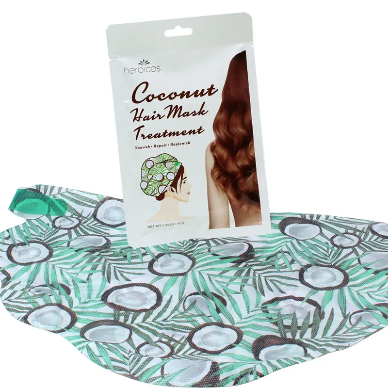 Oem Odm Hair Sheet Mask Repair Hat Soothing Moisturizing Coconut Steam Hair Mask For Woman