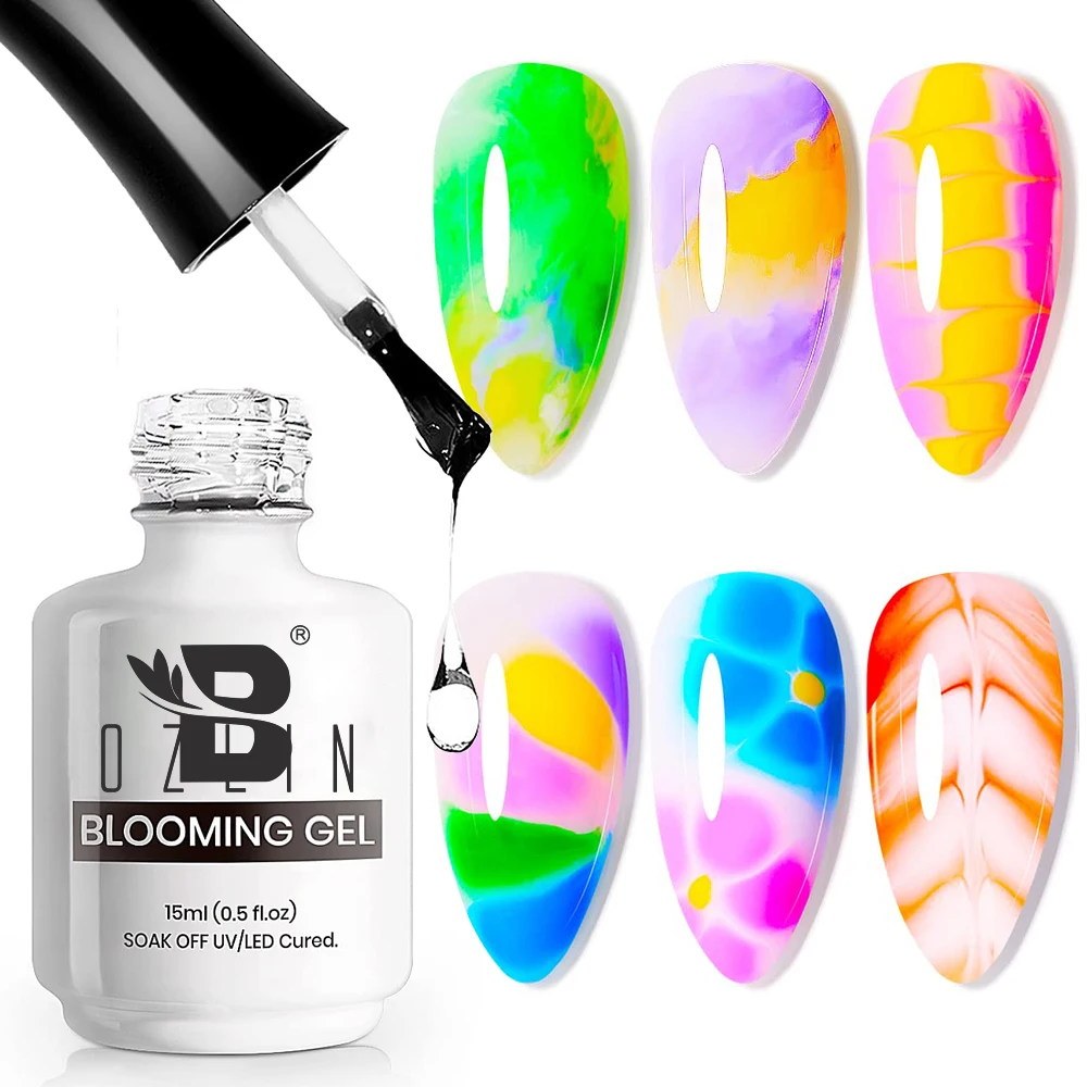 OEM 2023 15ML Soak Off Blossom Nail Gel Clear Blooming Gel Polish with Spreading Graffiti Marble Flower Watercolor Ink Effect