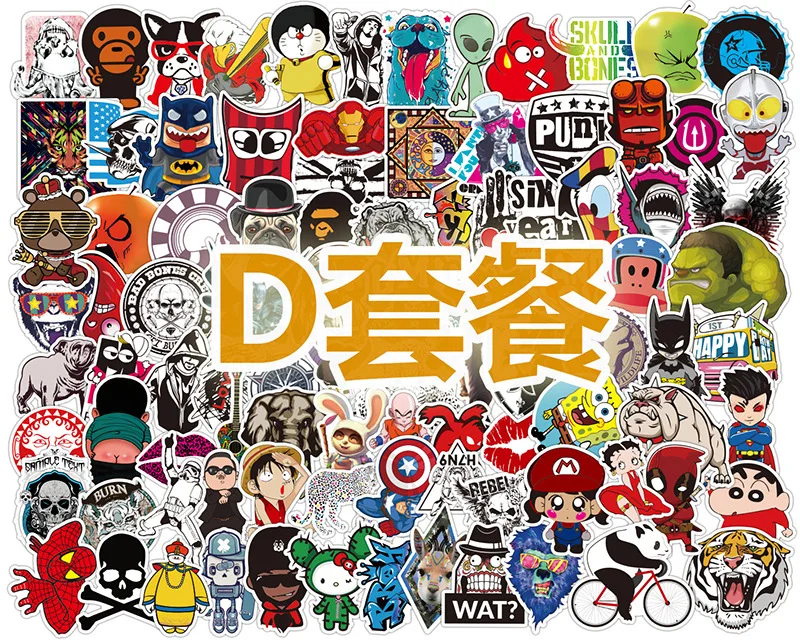 New Hot 100Pcs Random No Repeat Mixture Decal Stickers Doodling Travel DIY Stickers for laptop