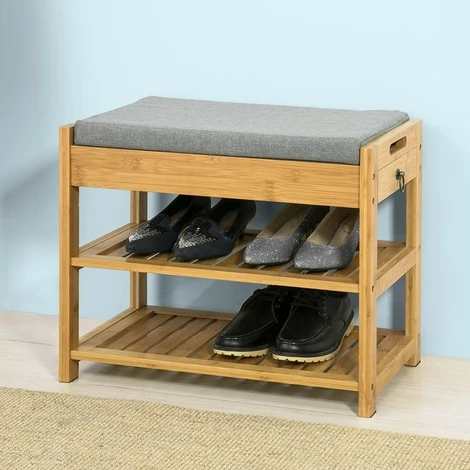 Bamboo Shoe Storage Bench Cabinet,Shoe Rack with Seat