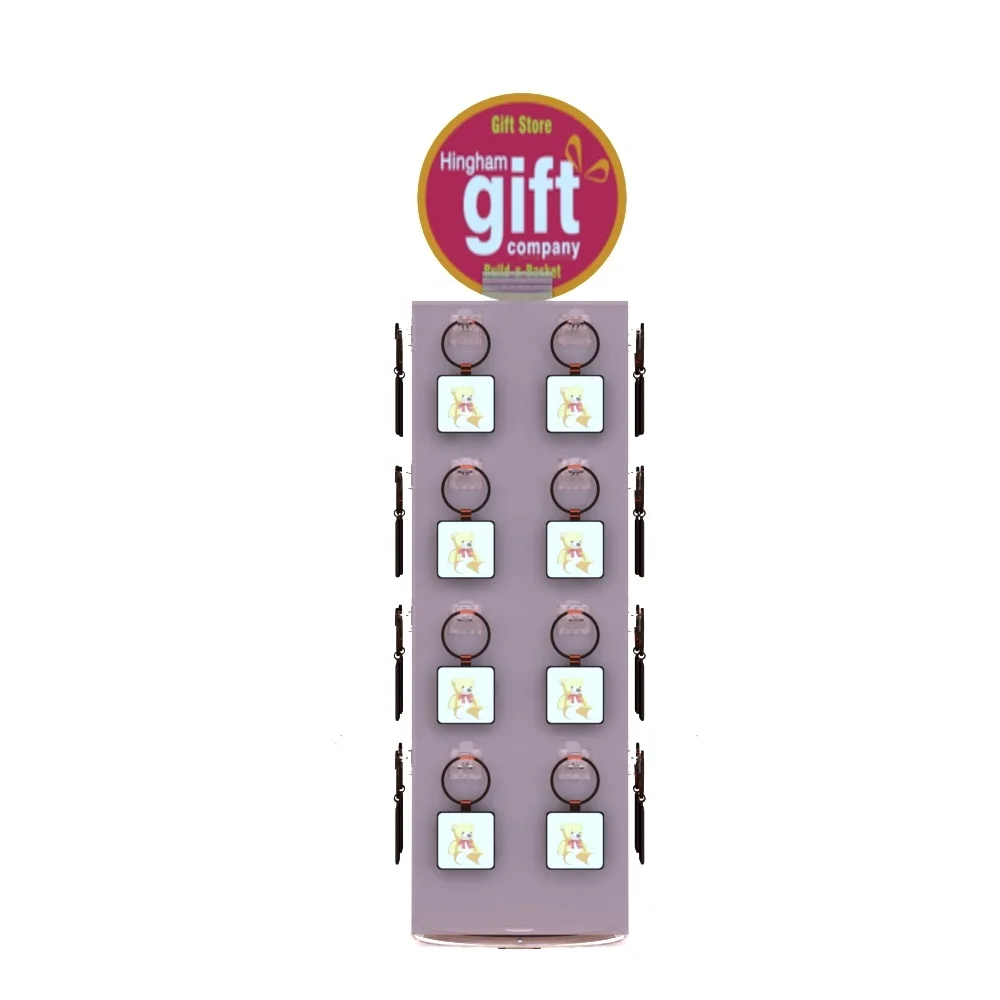 Rotatable Displays For Keychains Counter Top Plastic Key Ring Display Stand