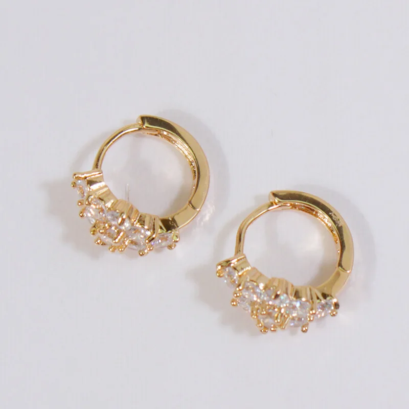 FS Vintage Charm Korea Style Latest Huggie Design For Ladies Gift 14K Gold Plated Earrings