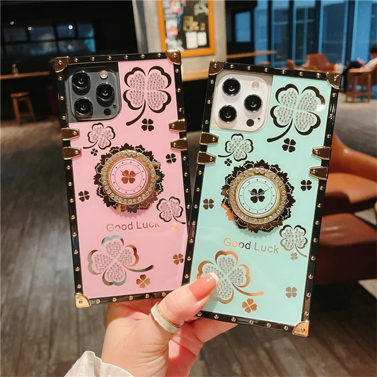 Dropshipping New Luxury Designer ring holder Glitter Diamond Trunk Phone Case Girl For iPhone vivo back cover