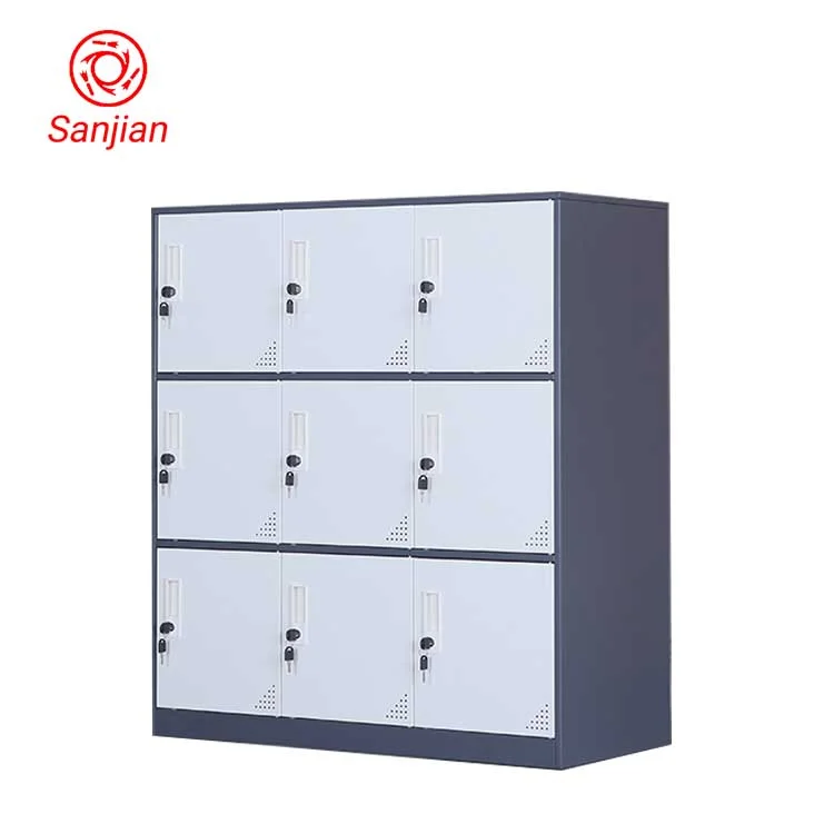 China Supplier Two Toned Color Half Height 9 Compartments Steel Locker