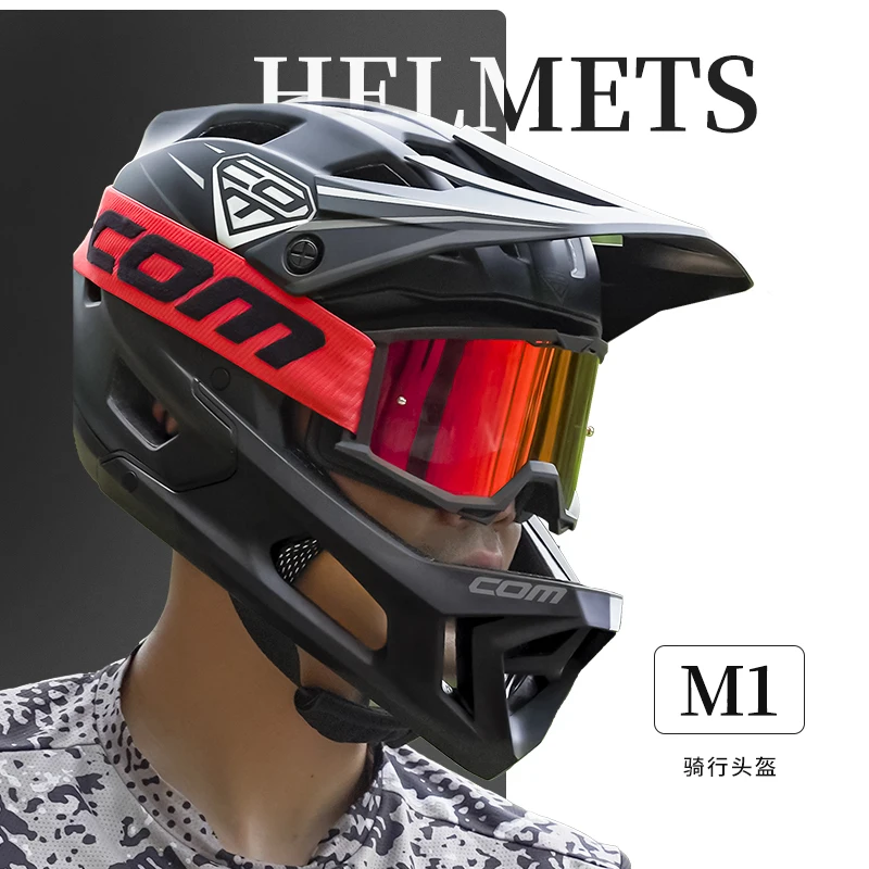 COMCycling Full-Face Helmet for Speed Descending Mountain Biking, Pump Track, Adults, Youth, and Children, Outdoor PremiumHelmet