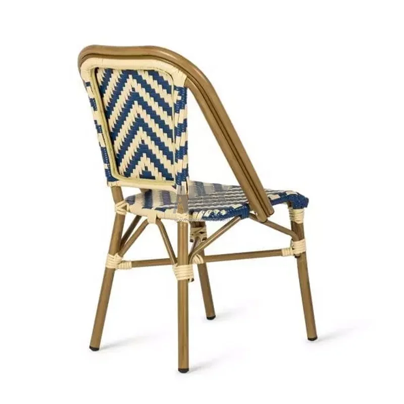 Outdoor French Bistro Rattan Wicker Dining Chairs Bamboo Bistro Armless Garden Chair