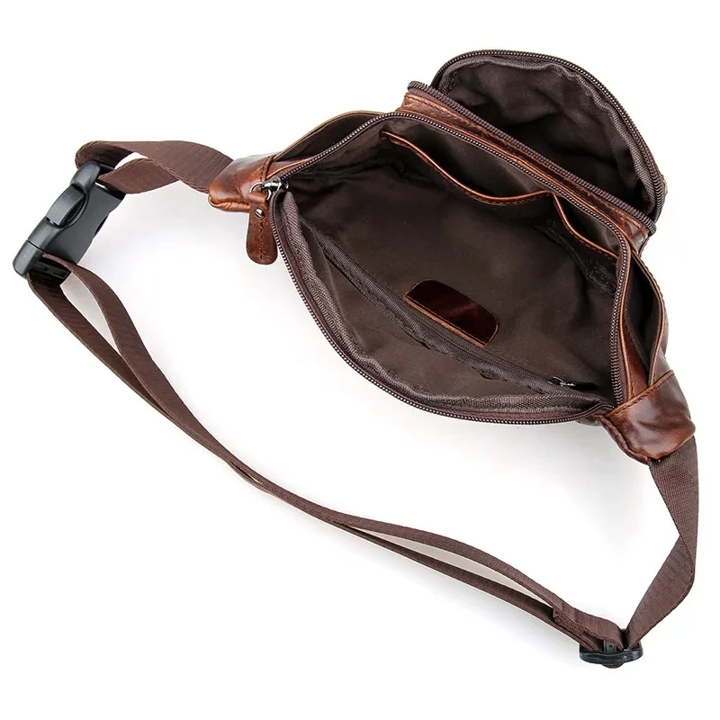 Men Vintage Large Capacity Genuine Leather Waist Bags Fanny Hip Pack for Travel Cycling Hiking