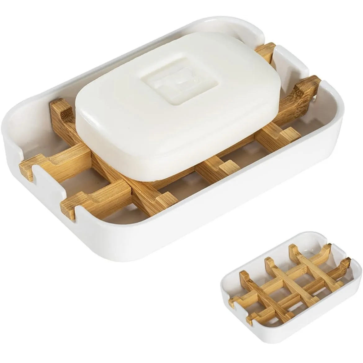 Wholesale sustainable soap dish square shape bamboo fiber soap holder for hotel home kitchen bathroom