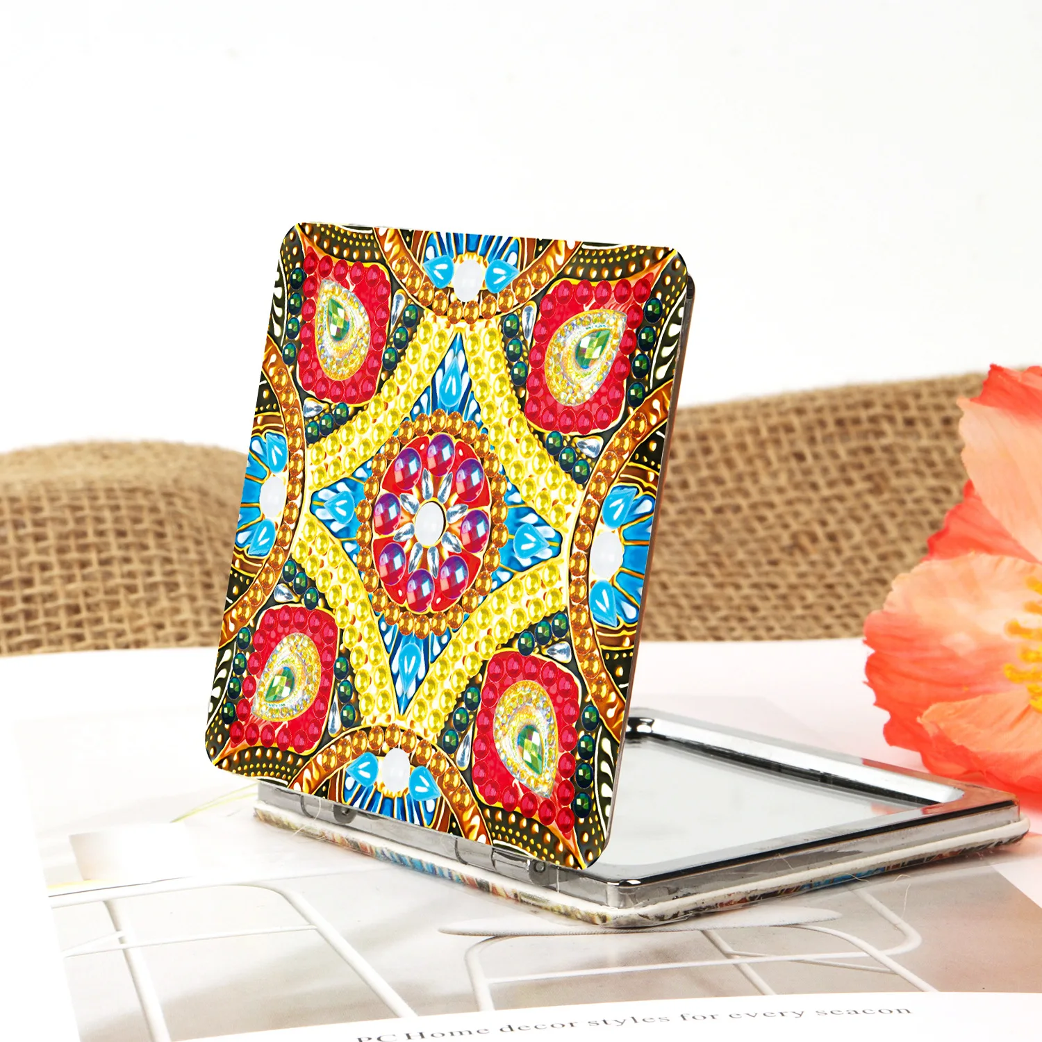Diamond Painting Compact Mirror Mandala Diamond Art Small Travel Pocket Mirror Diamond Dots DIY Craft Kits