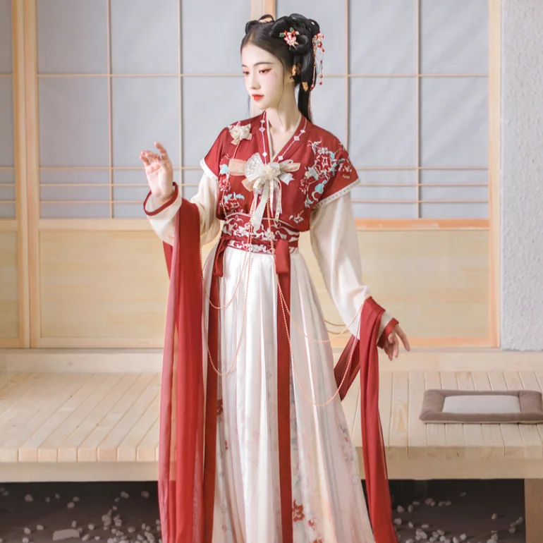 Традиционное китайское платье, одежда ханьфу, женская одежда, индивидуальное летнее этническое производство, изготовление на заказ, весенний логотип