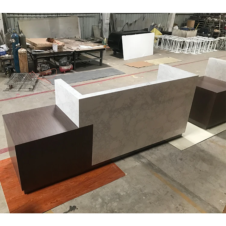 Modern Acrylic Wood Hotel Restaurant Nail Salon Clinic Standing Reception Desk Cashier Counter