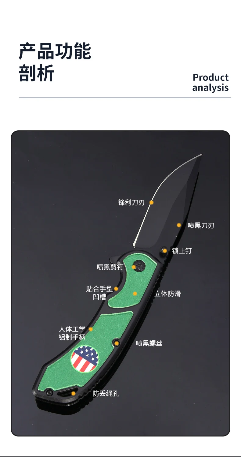 Factory Wholesale Custom Stainless Steel Tactical Knives TPR handle Outdoor Survival Camping Folding Knife