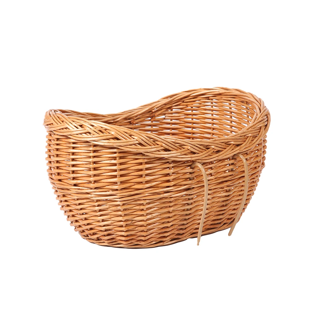New design eco friendly woven storage basket rattan wicker srorage  bicycle basket bicycle with basket for women