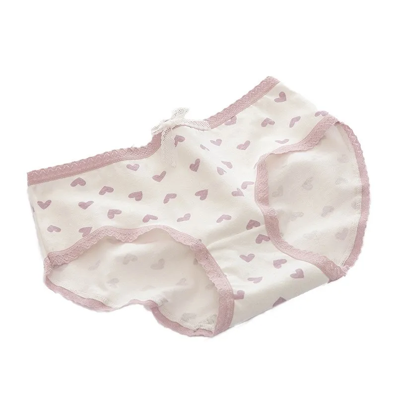 Cheap Comfortable Breathable Underwear Pink And White Girls Sexy Photo Cotton Strech Women Panty
