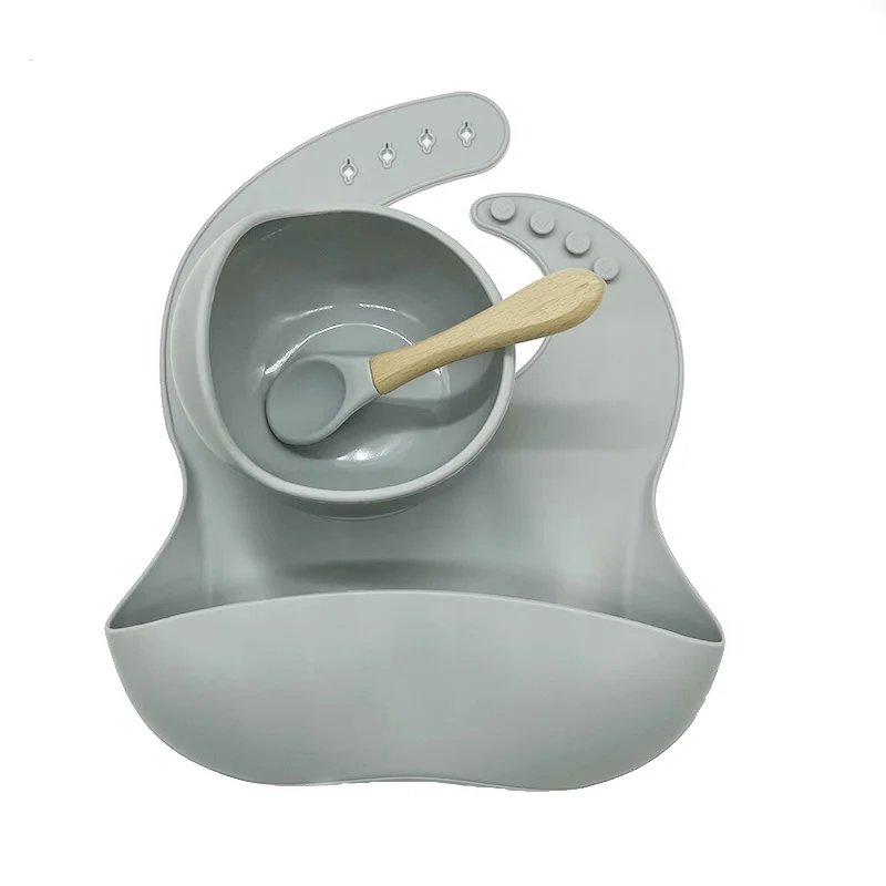 RAYBIN Custom Silicone Baby Bibs Bowl Set Baby Feeding Set Bpa Free With Teether