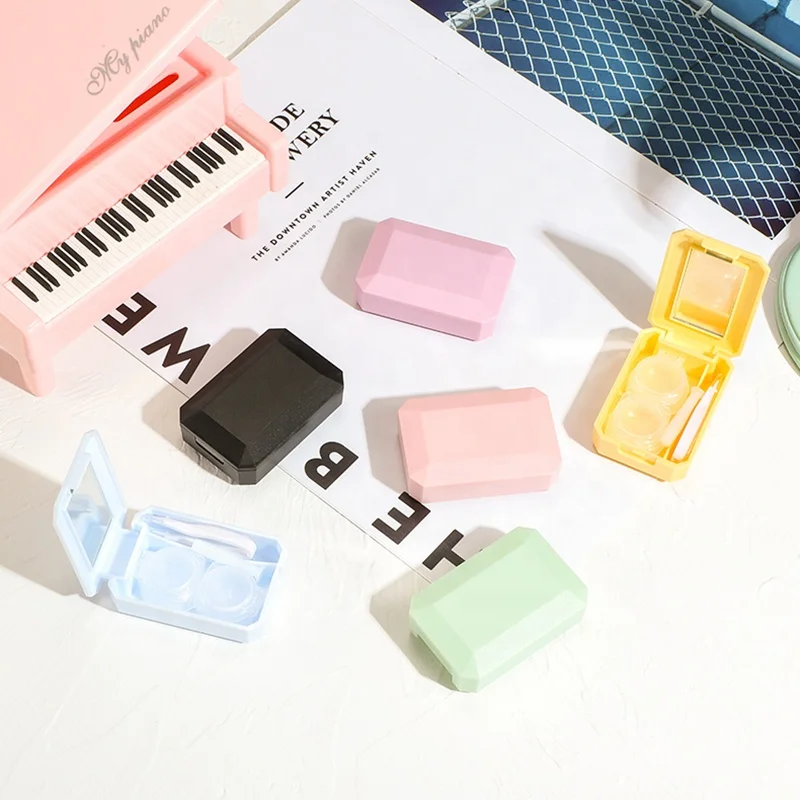 Custom logo contact lens case box small exquisite portable Contact Lenses Cases display boxes cute Plastic Contact Lens cases