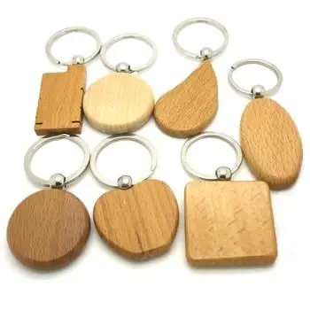 Sublimation Keychain Blanks Key Chains Double-sided with Key Rings Printed Heat Transfer Wood Keychains