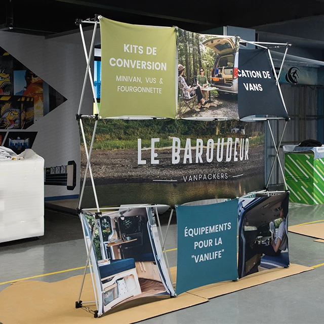 Tianyu Portable Aluminum Display Advertising Banner Tension Fabric Spring Stand Tradeshow Pop Up Display Stand
