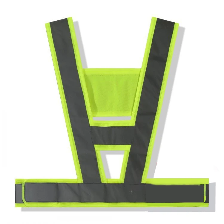 Professional factory V-shaped reflective security belt Fluorescent Yellow Road construction cleaning sanitation safety vest